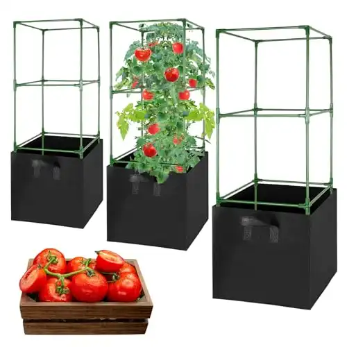 3 Pack Tomato Cages with 17 Gallon Grow Bags