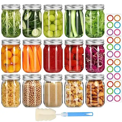 Mason Jars 16 oz with Lids and Bands,