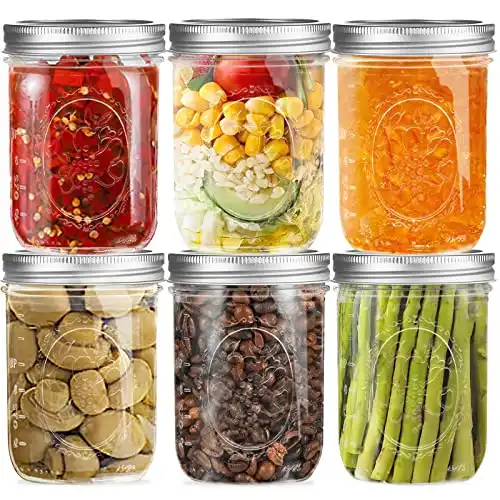 6 Pack Glass Canning Jars with Metal Airtight Lids