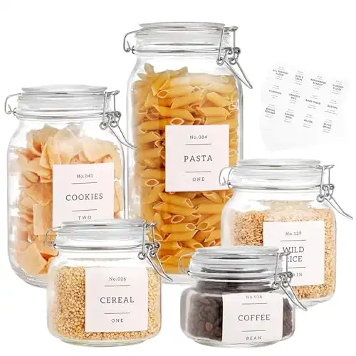 5 Pack Mason Jars With Airtight Clamp Lids