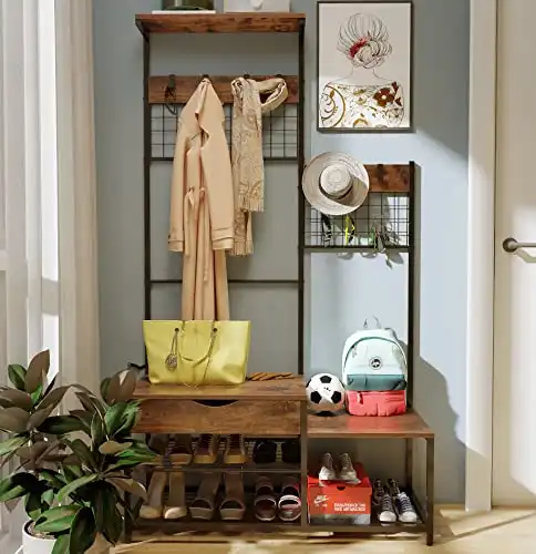 Hall Tree with Storage Drawer