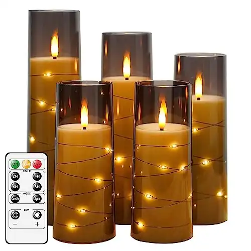 Flameless LED Candles with Timer 5 Pc