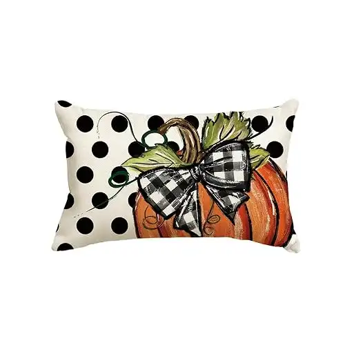 Fall Polka Dot Pumpkin Throw Pillow Cover