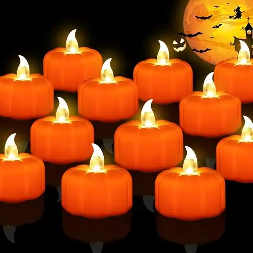 12 Pack LED Orange Pumpkin Lights