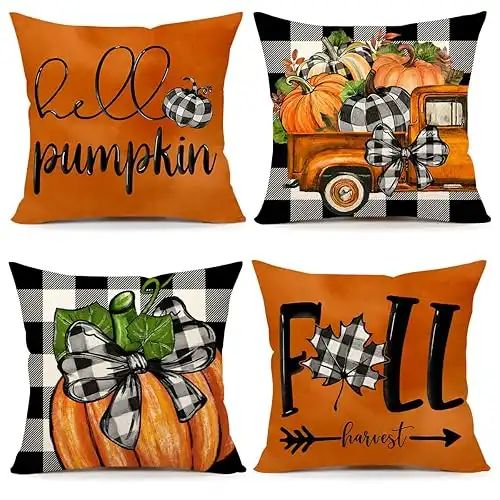 Autumn Farm Truck Pillows Decorative Throw Cushion Case