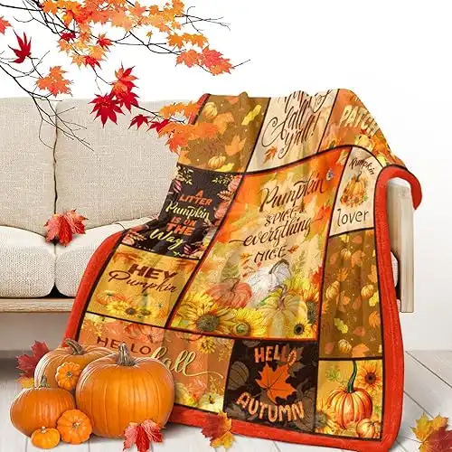 Cozy Plush Fall Decor Throw Blanket