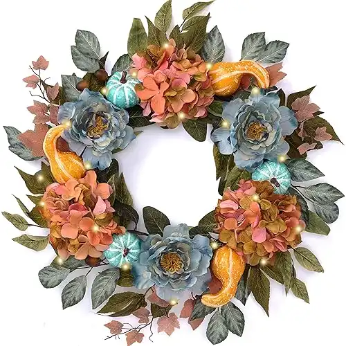 24 inch Pre-Lit Autumn Wreath