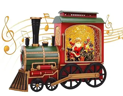 Christmas Snow Globe Lantern Train Locomotive