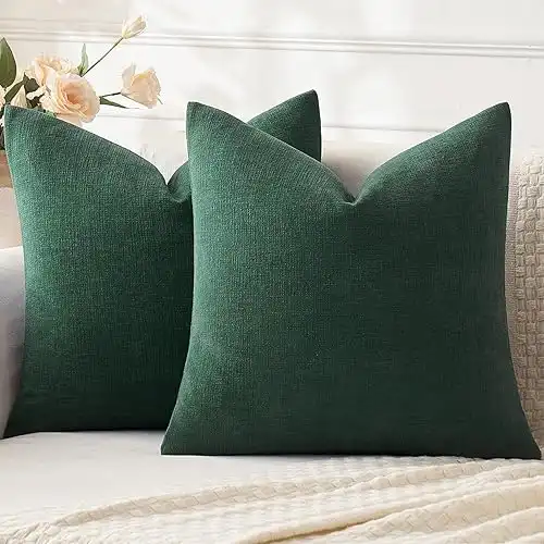 Set of 2 Soft Chenille Decorative Throw Pillow Covers