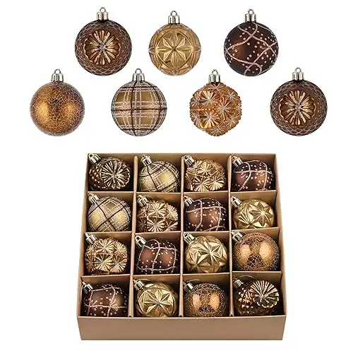 Bronze Copper Brown Gold Shatterproof Fall Christmas Tree Decorations