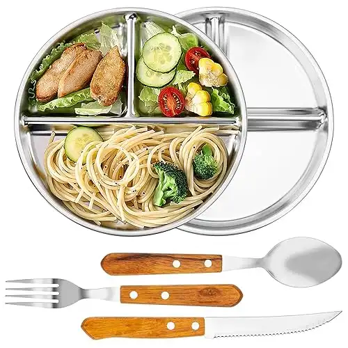 Stainless Steel Portion Control Plate Set of 2