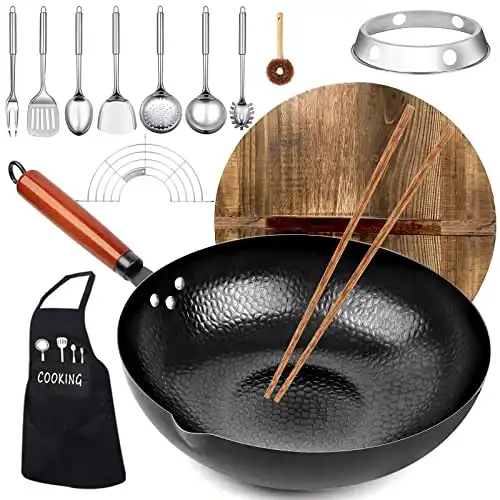 Carbon Steel Wok Pan, 14 Piece